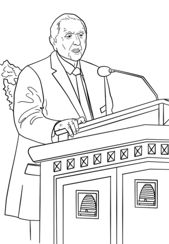 Thomas S. Monson Speaks At The General Conference Coloring Page